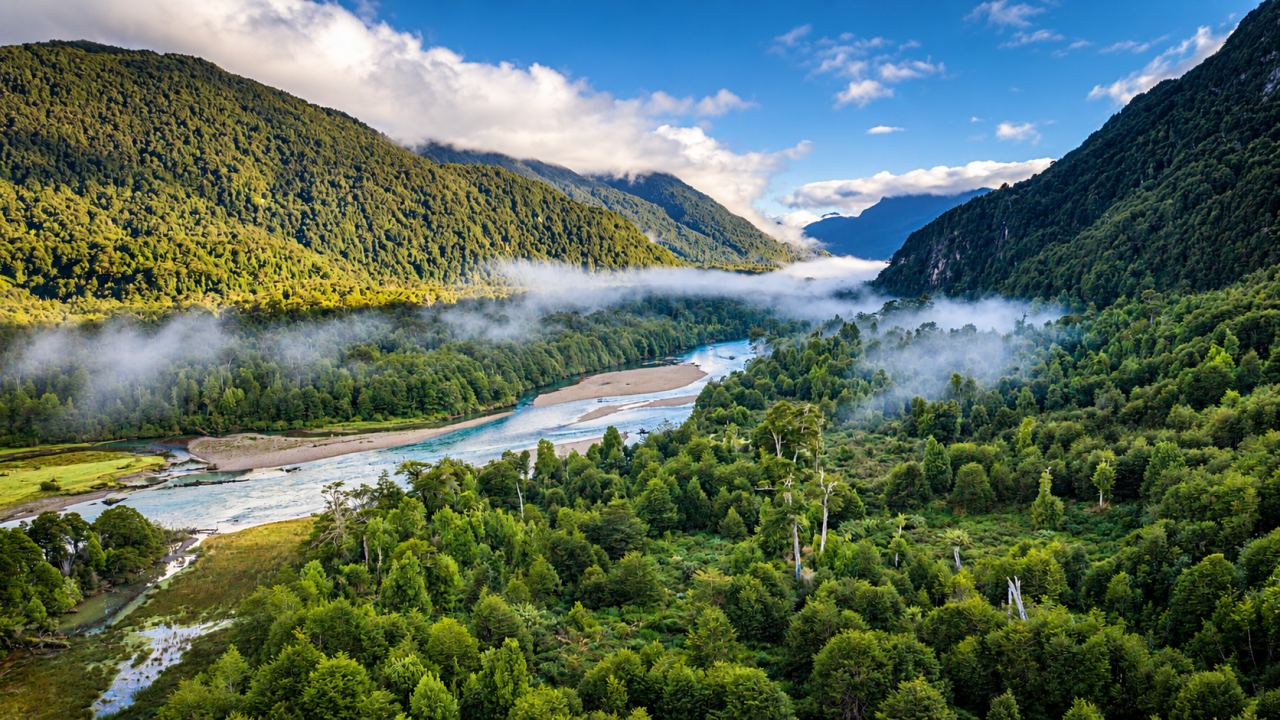 Aerial view of the Exploradores River Valley
