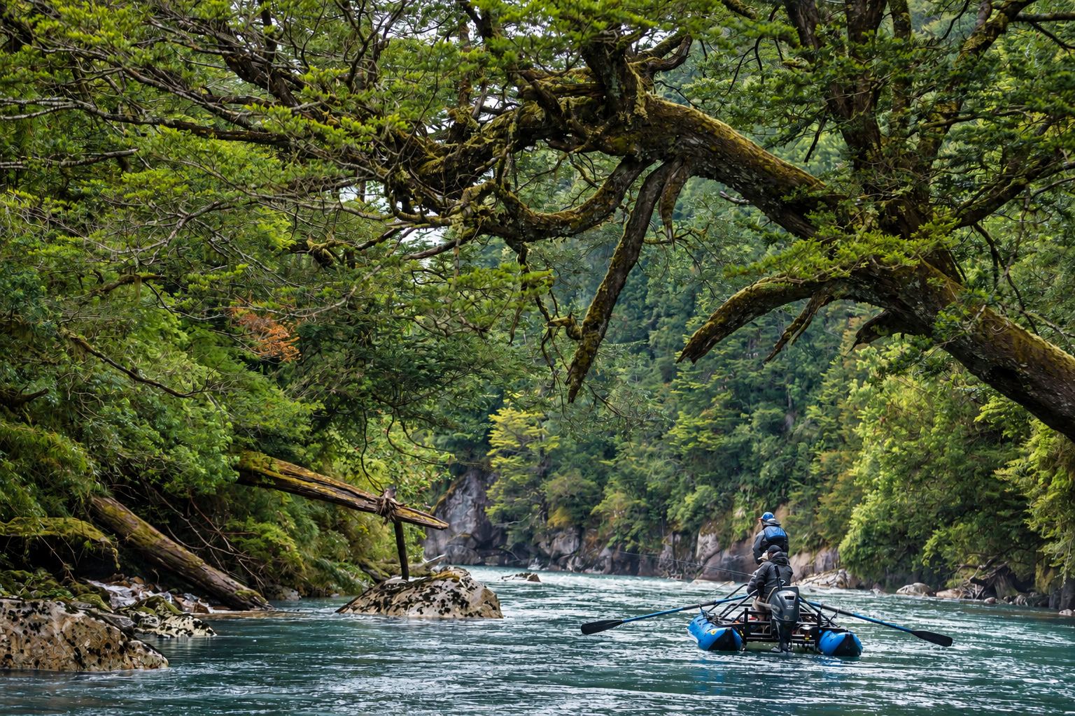 Drifting a rainforest river in the Blanco Valley