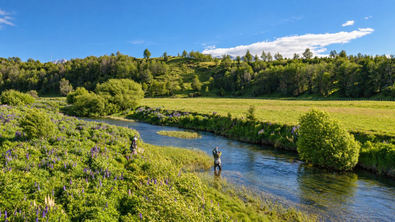 Wade fishing a meadow spring creek
